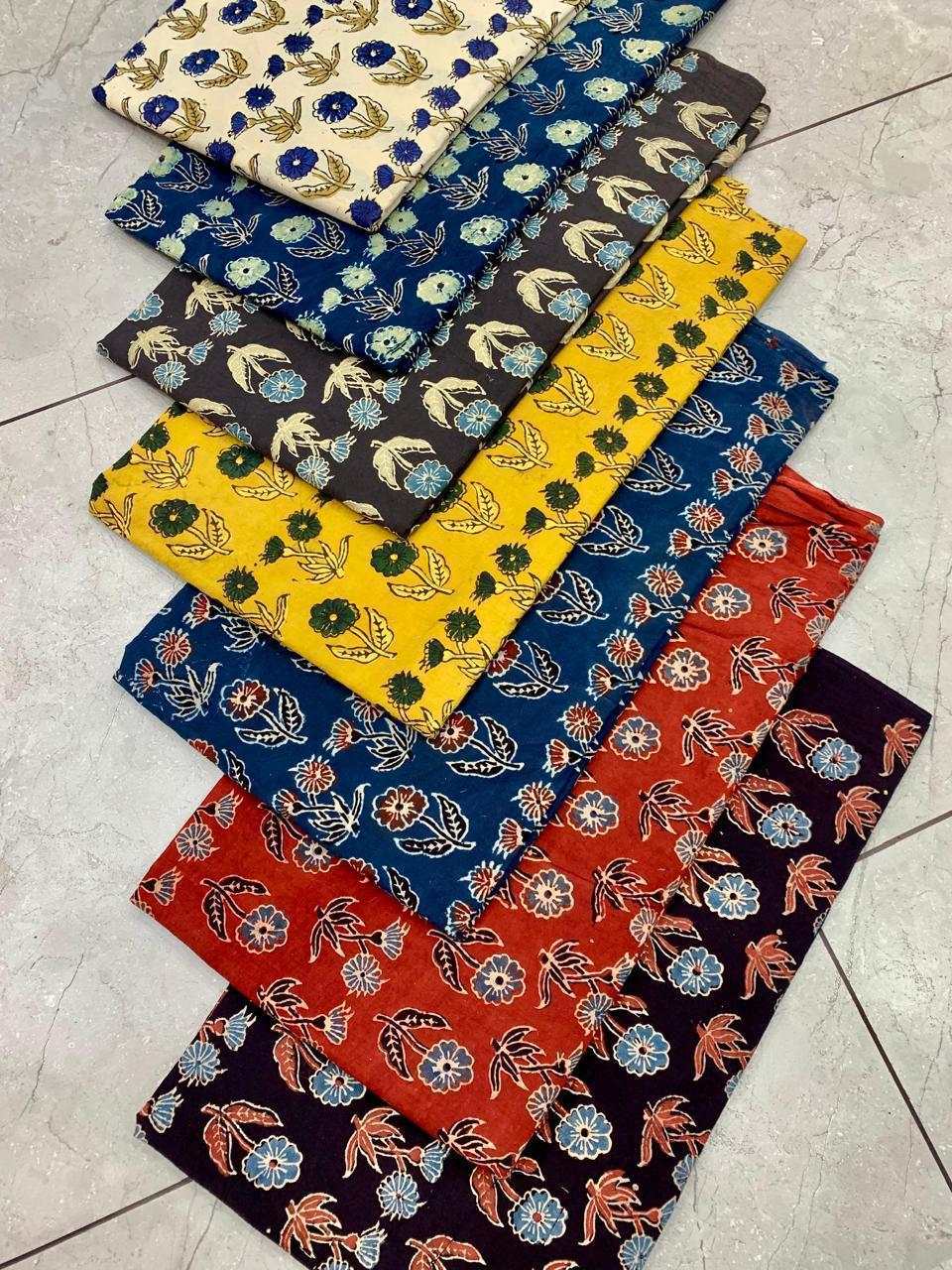 Ajrakh pure cotton handblock printed fabric with classic checkered handblock design